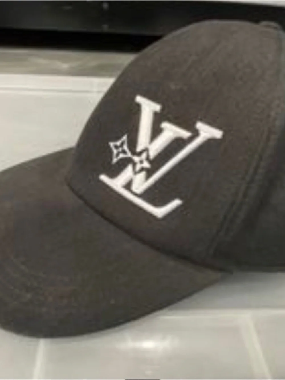 Louis Vuitton Black Logo Strap Cap with Silver Hardware